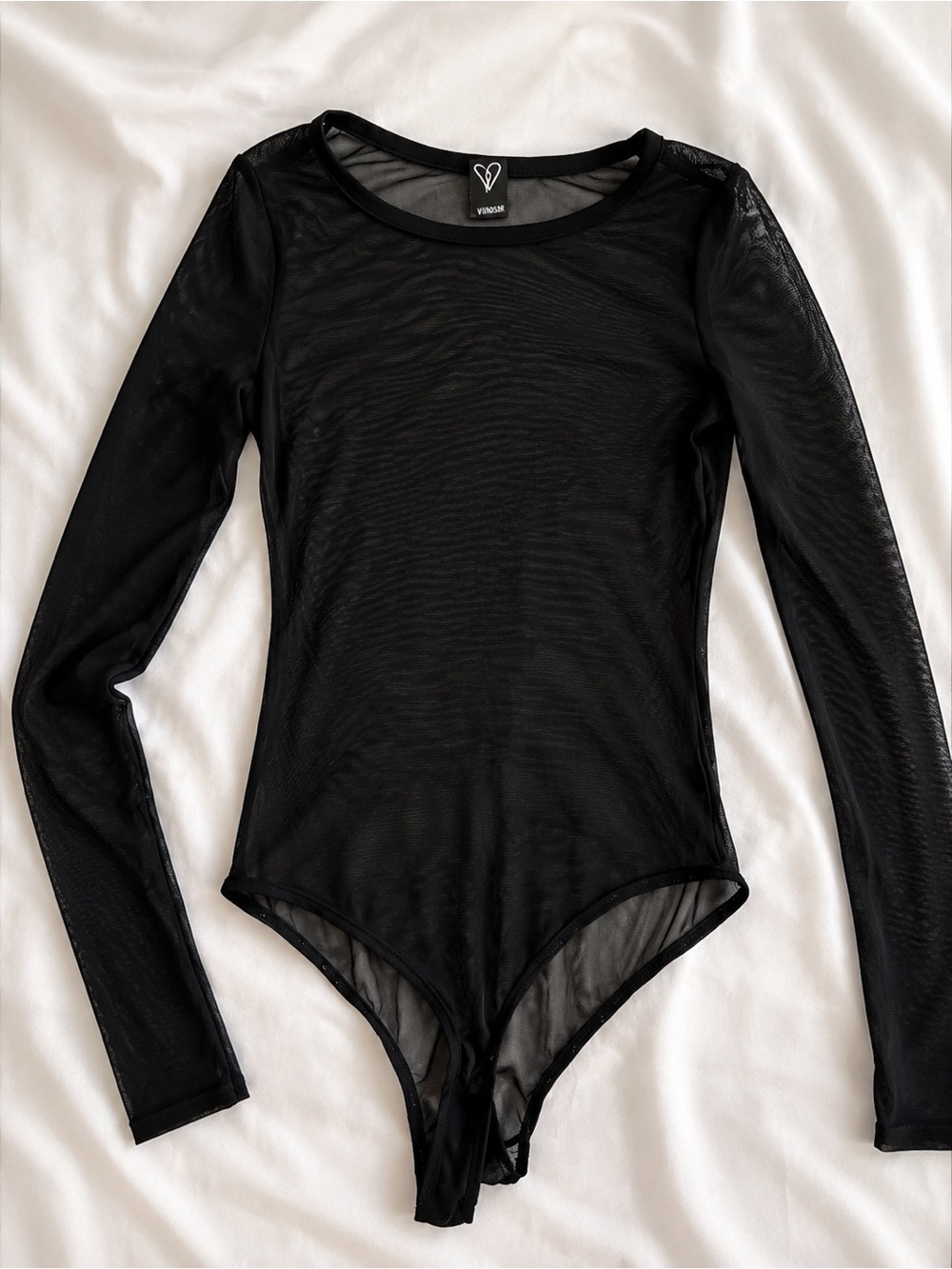 Windsor Sheer Mesh Long Sleeve Bodysuit. Onesize